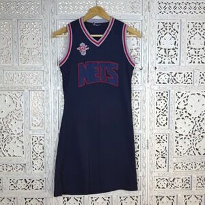 Vintage NBA Brooklyn Nets Sleeveless V Neck Sporty Jersey Dress Womens Medium
